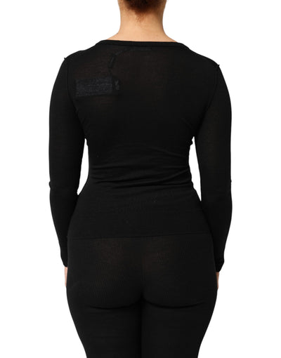 Dolce & Gabbana Black Virgin Wool Buttoned Cardigan Sweater