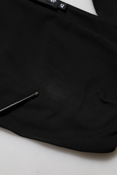 Dolce & Gabbana Black Viscose Halter Off Shoulder Cropped Top