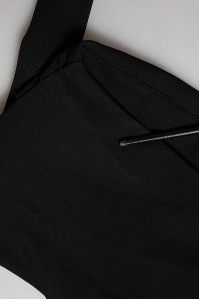 Dolce & Gabbana Black Viscose Halter Off Shoulder Cropped Top