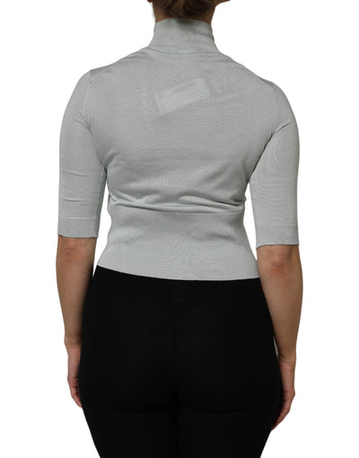 Dolce & Gabbana Gray Turtle Neck 3/4 Sleeves Pullover Top