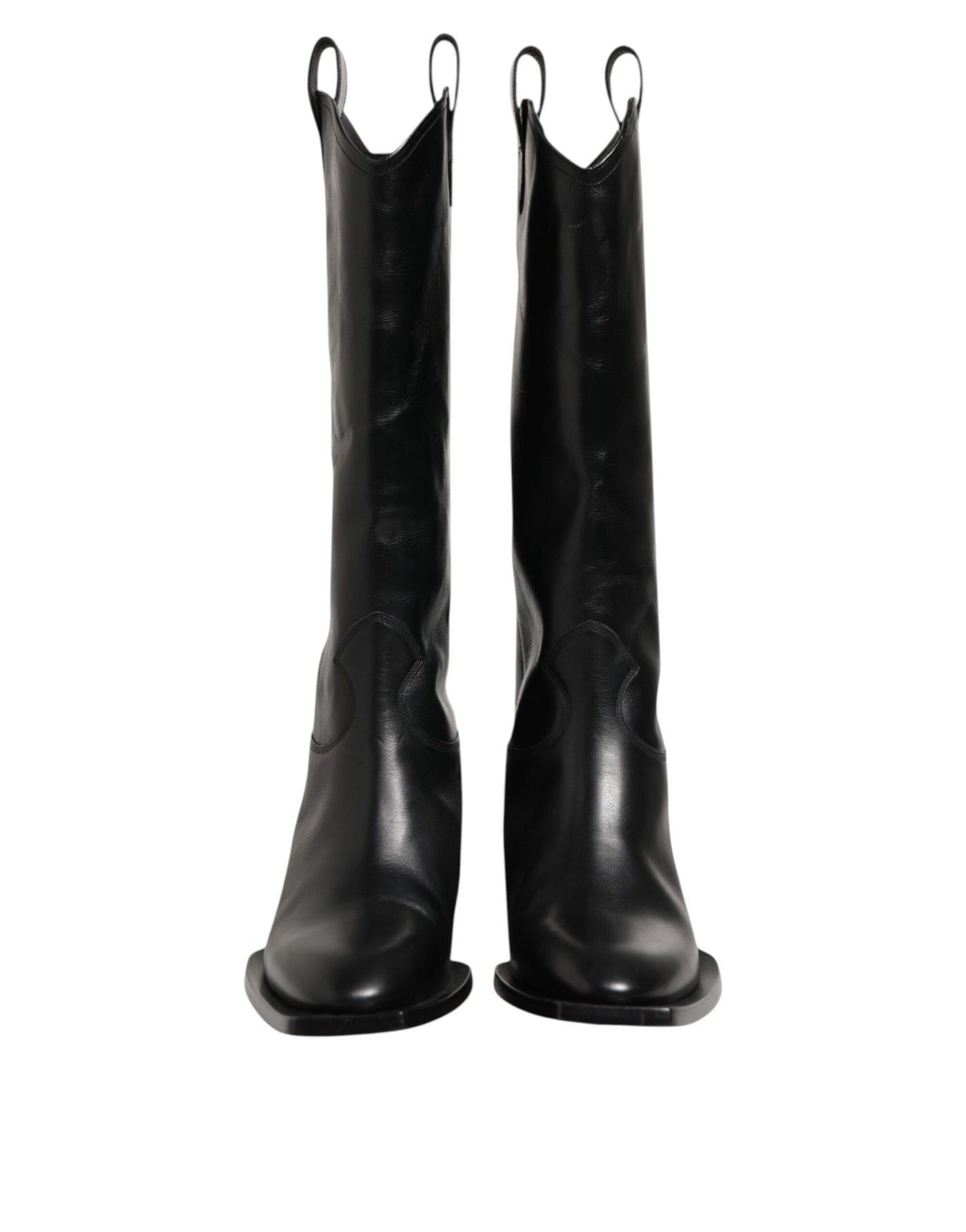 Dolce & Gabbana Black Leather Over The Calf Biker Boots Shoes