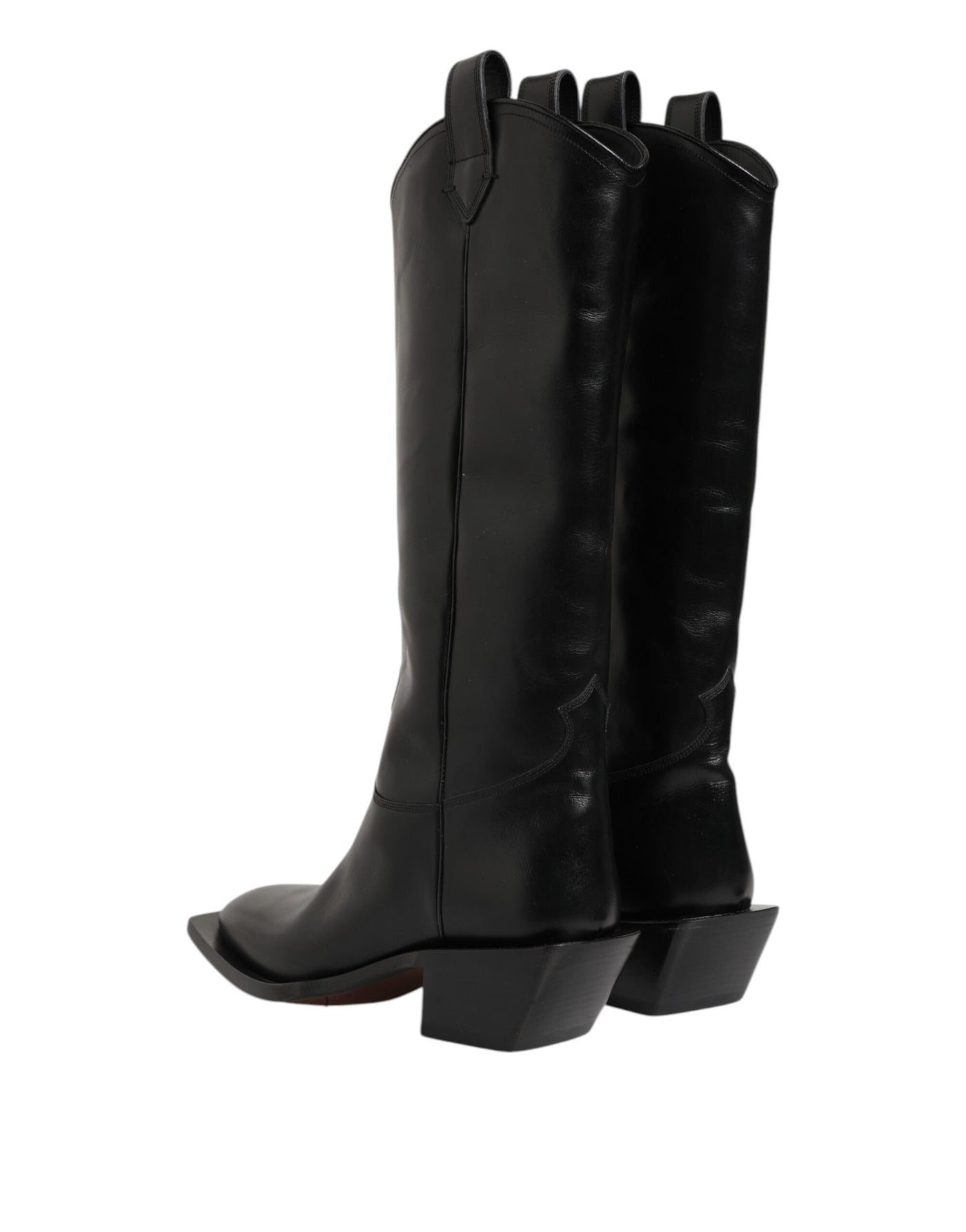 Dolce & Gabbana Black Leather Over The Calf Biker Boots Shoes