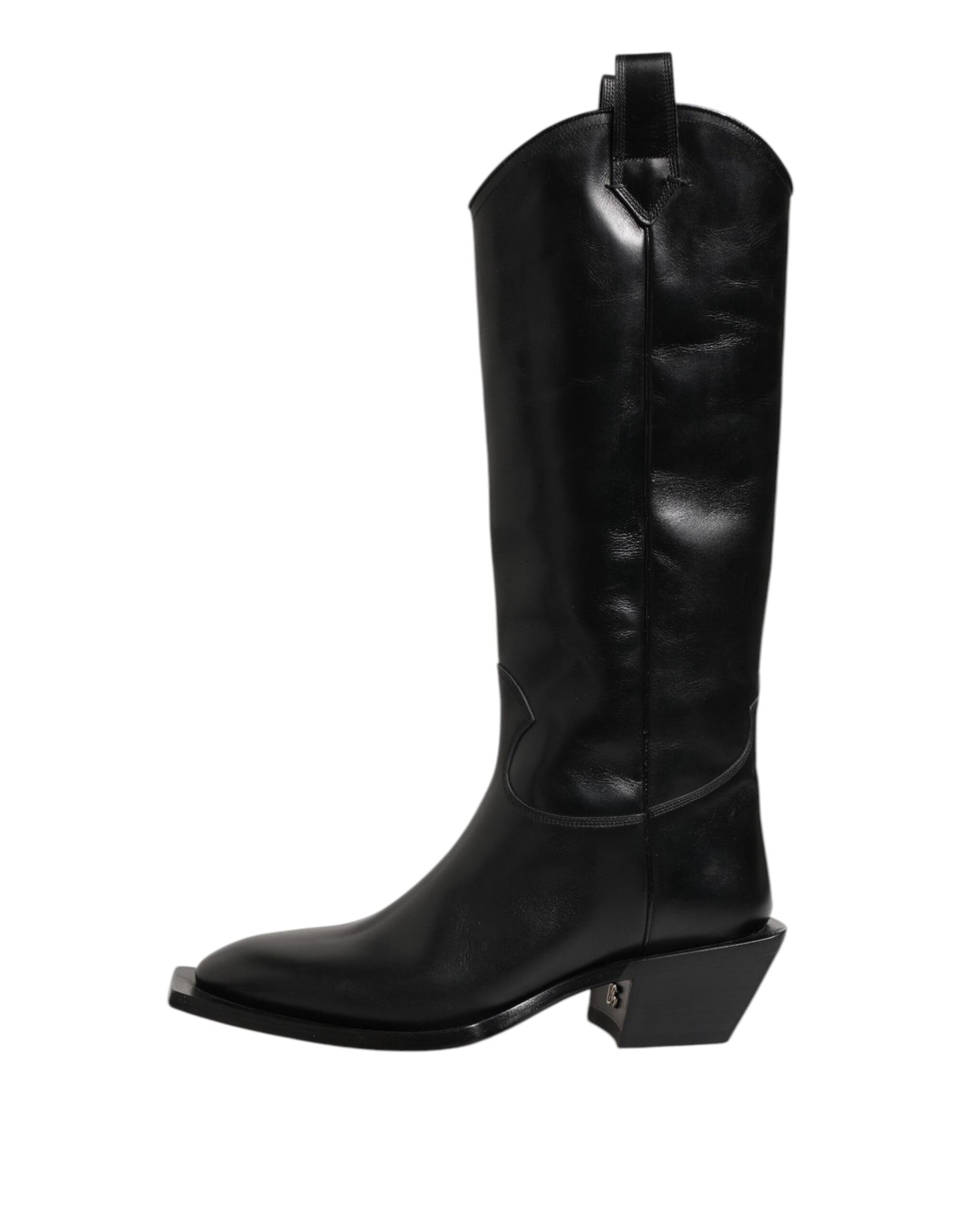 Dolce & Gabbana Black Leather Over The Calf Biker Boots Shoes