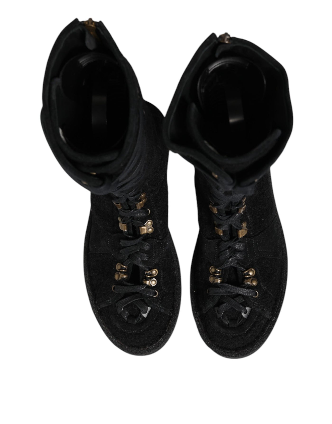 Dolce & Gabbana Black Alpaca Wool Suede Mid Calf Boots Shoes