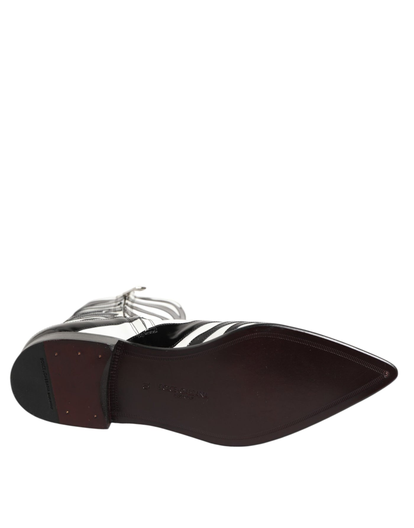 Dolce & Gabbana Black White Zebra Leather Mid Calf Boots Shoes