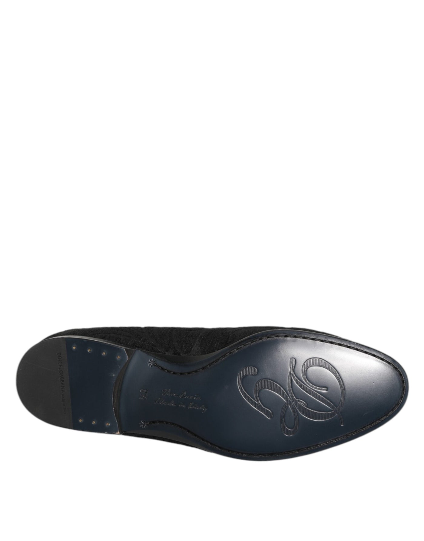 Dolce & Gabbana Black Brocade Crown Loafers Dress Shoes