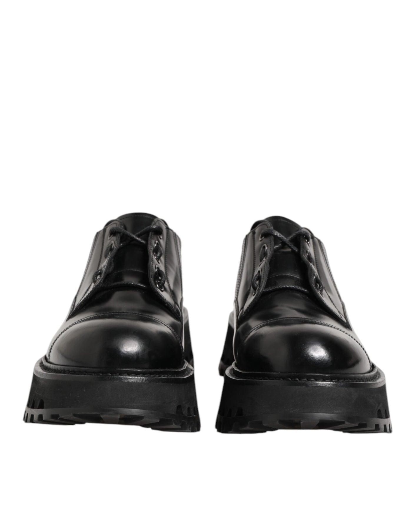 Dolce & Gabbana Black Leather Lace Up Derby Men Dress Shoes