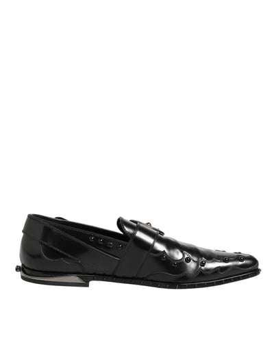 Dolce & Gabbana Black Embellished Dress Monk Strap Shoes