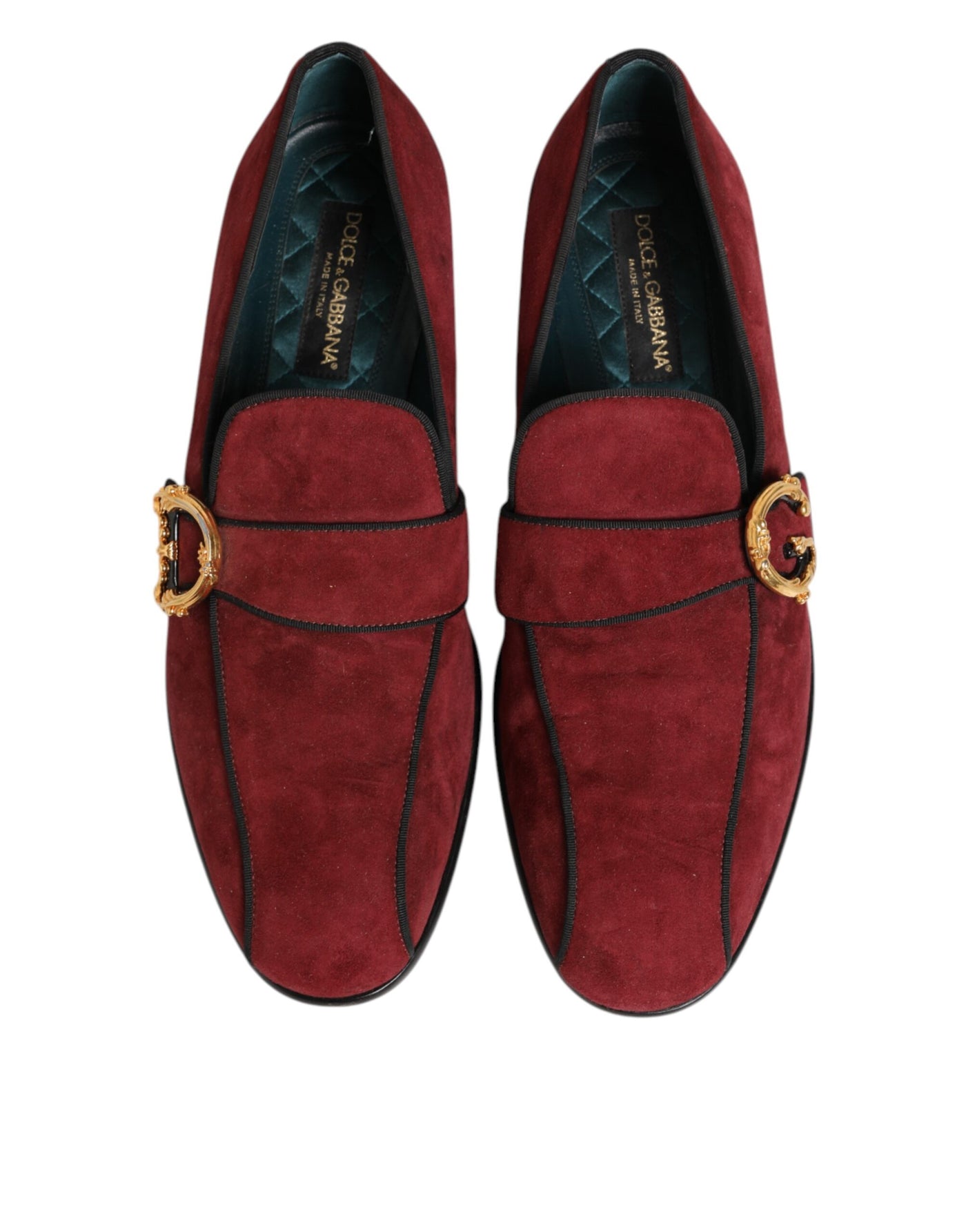 Dolce & Gabbana Bordeaux Suede Logo Loafers Formal Dress Shoes