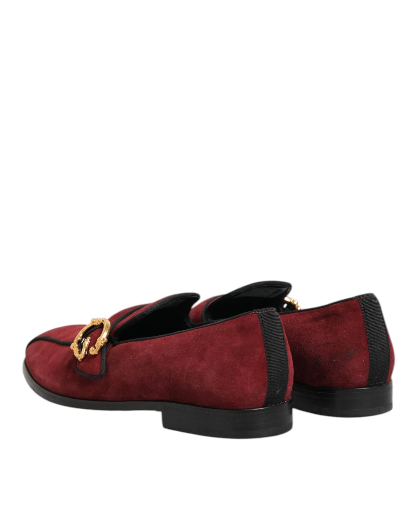 Dolce & Gabbana Bordeaux Suede Logo Loafers Formal Dress Shoes