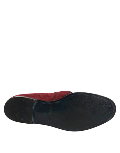Dolce & Gabbana Bordeaux Suede Logo Loafers Formal Dress Shoes