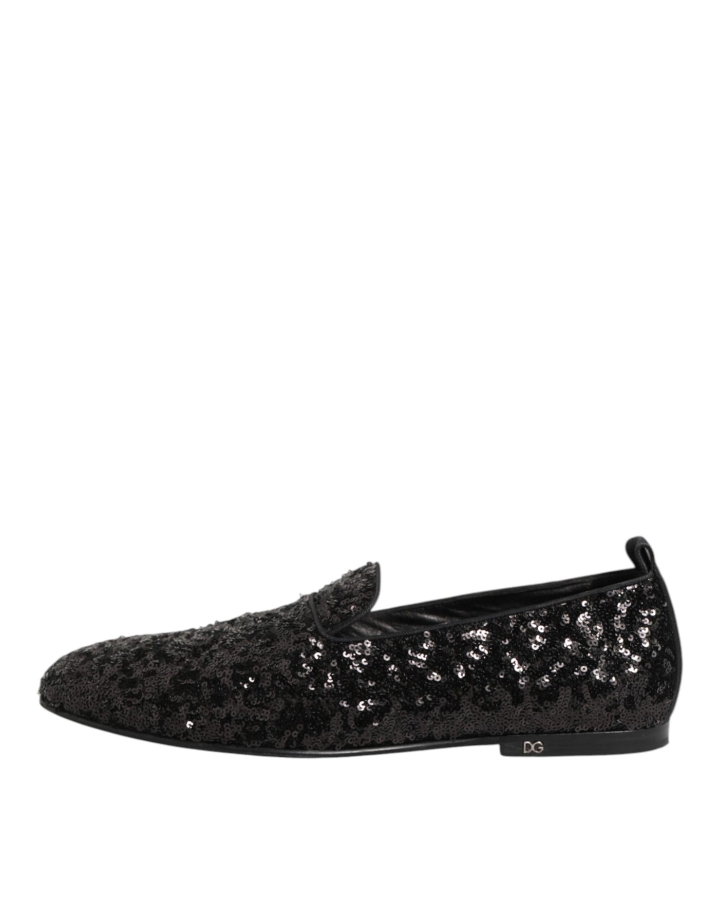 Dolce & Gabbana Black Sequined Slip On Loafers Dress Shoes