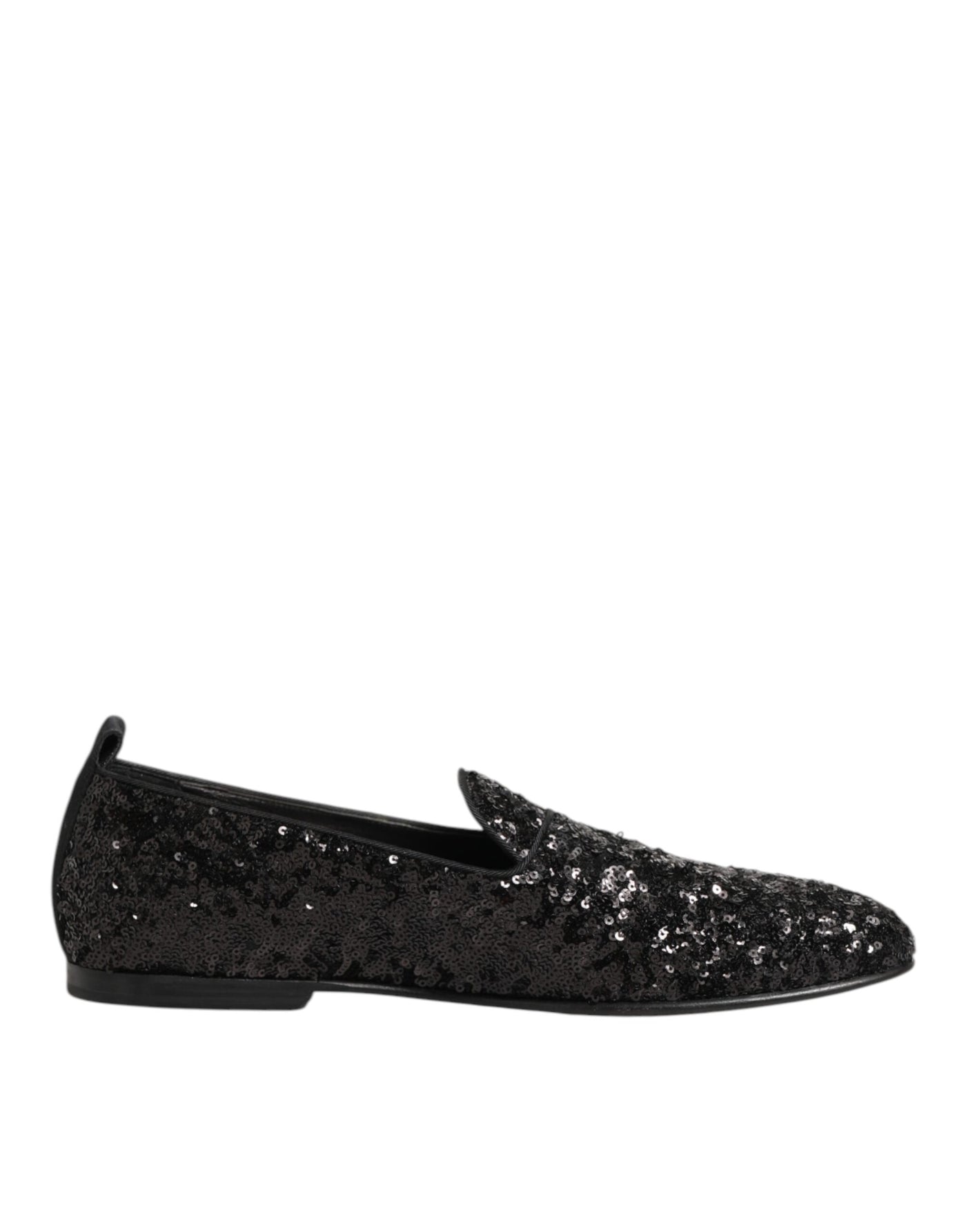 Dolce & Gabbana Black Sequined Slip On Loafers Dress Shoes