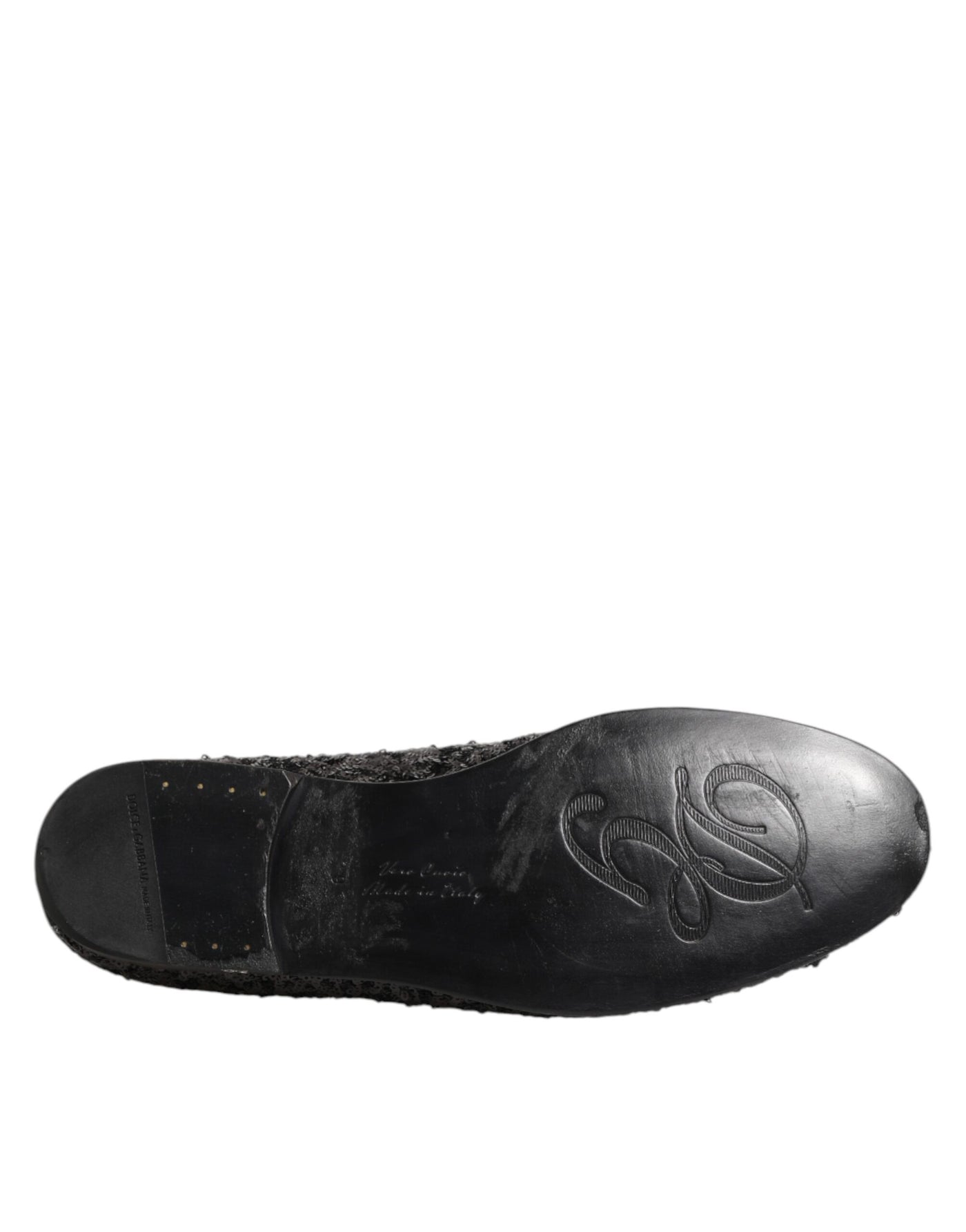 Dolce & Gabbana Black Sequined Slip On Loafers Dress Shoes