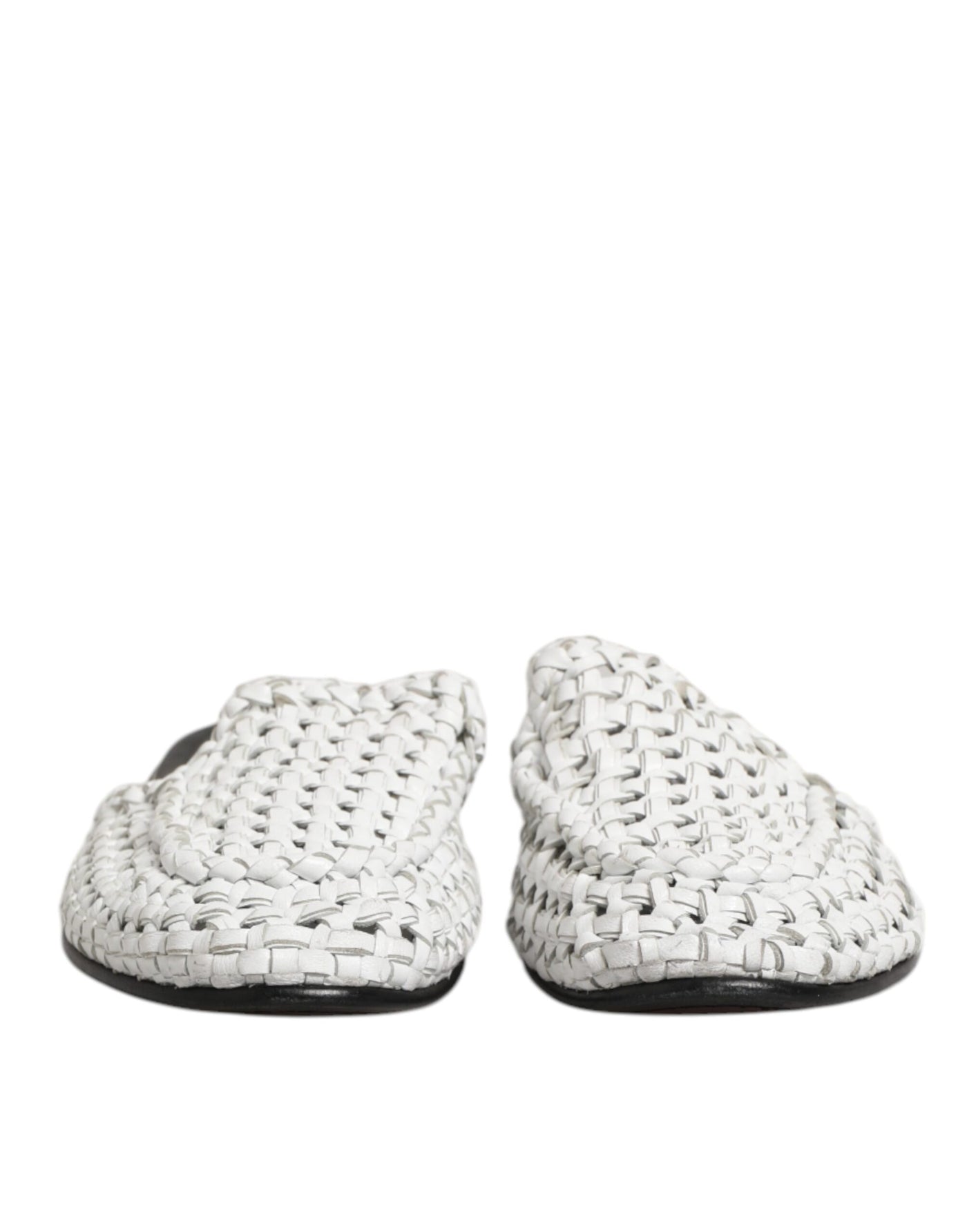Dolce & Gabbana White Woven Slides MULES Men Sandals Shoes