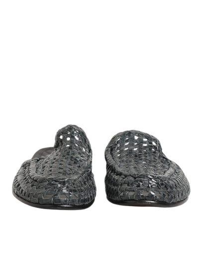 Dolce & Gabbana Blue Woven Slides MULES Men Sandals Shoes