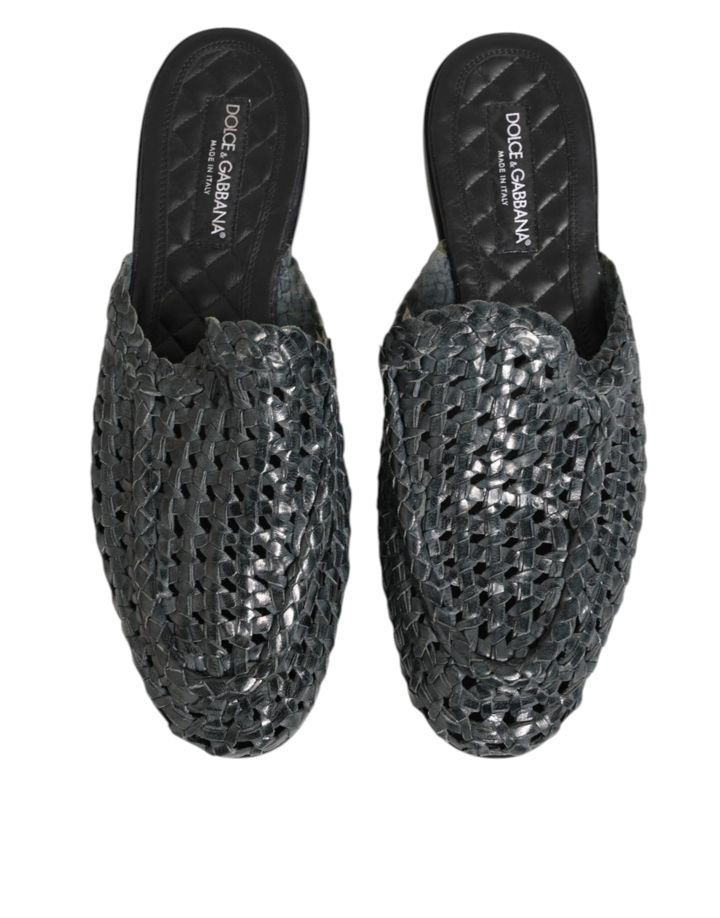 Dolce & Gabbana Blue Woven Slides MULES Men Sandals Shoes