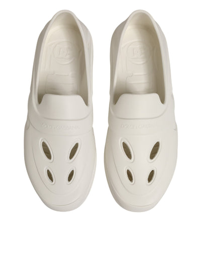 Dolce & Gabbana White Rubber Slides Low Top Sneakers Shoes