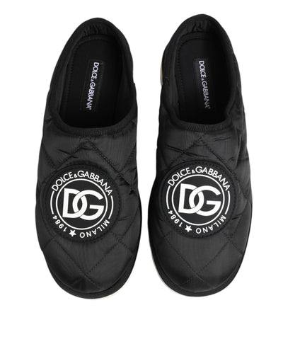 Dolce & Gabbana Black Nylon Low Top Slip On Sneaker Shoes