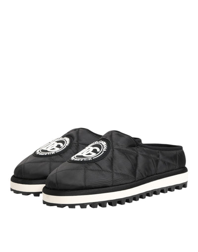 Dolce & Gabbana Black Nylon Low Top Slip On Sneaker Shoes