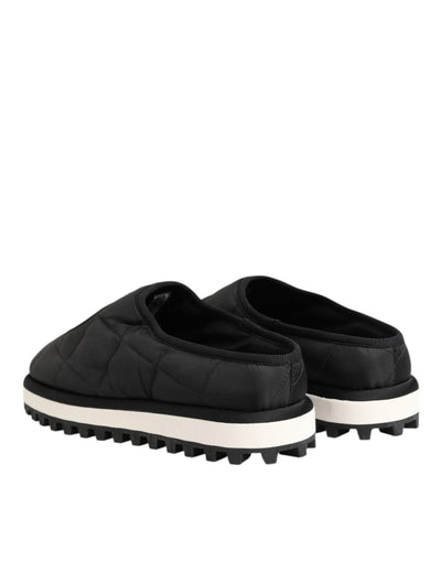 Dolce & Gabbana Black Nylon Low Top Slip On Sneaker Shoes
