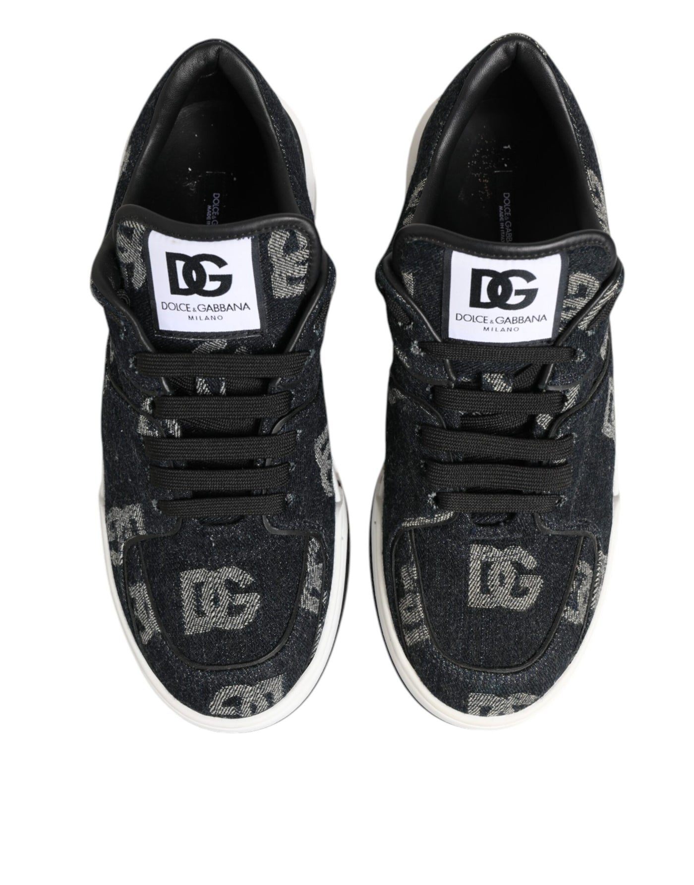 Dolce & Gabbana Blue Cotton Denim Logo Low Top Sneakers Shoes