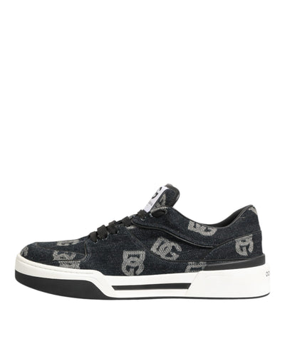 Dolce & Gabbana Blue Cotton Denim Logo Low Top Sneakers Shoes