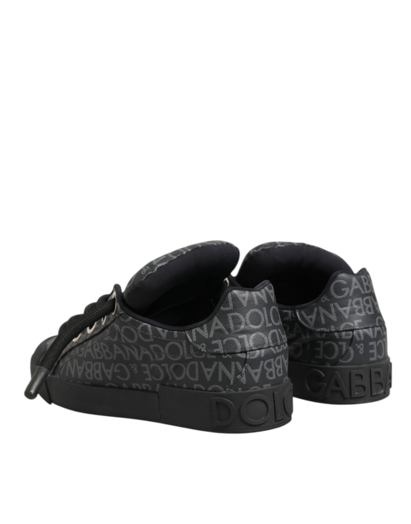 Dolce & Gabbana Black Cotton Denim Logo Low Top Sneakers  Shoes