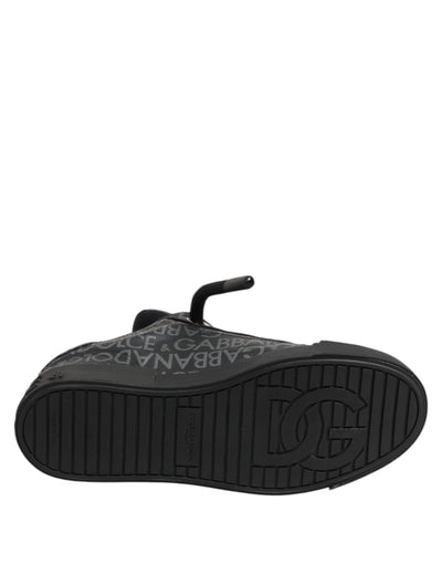 Dolce & Gabbana Black Cotton Denim Logo Low Top Sneakers  Shoes