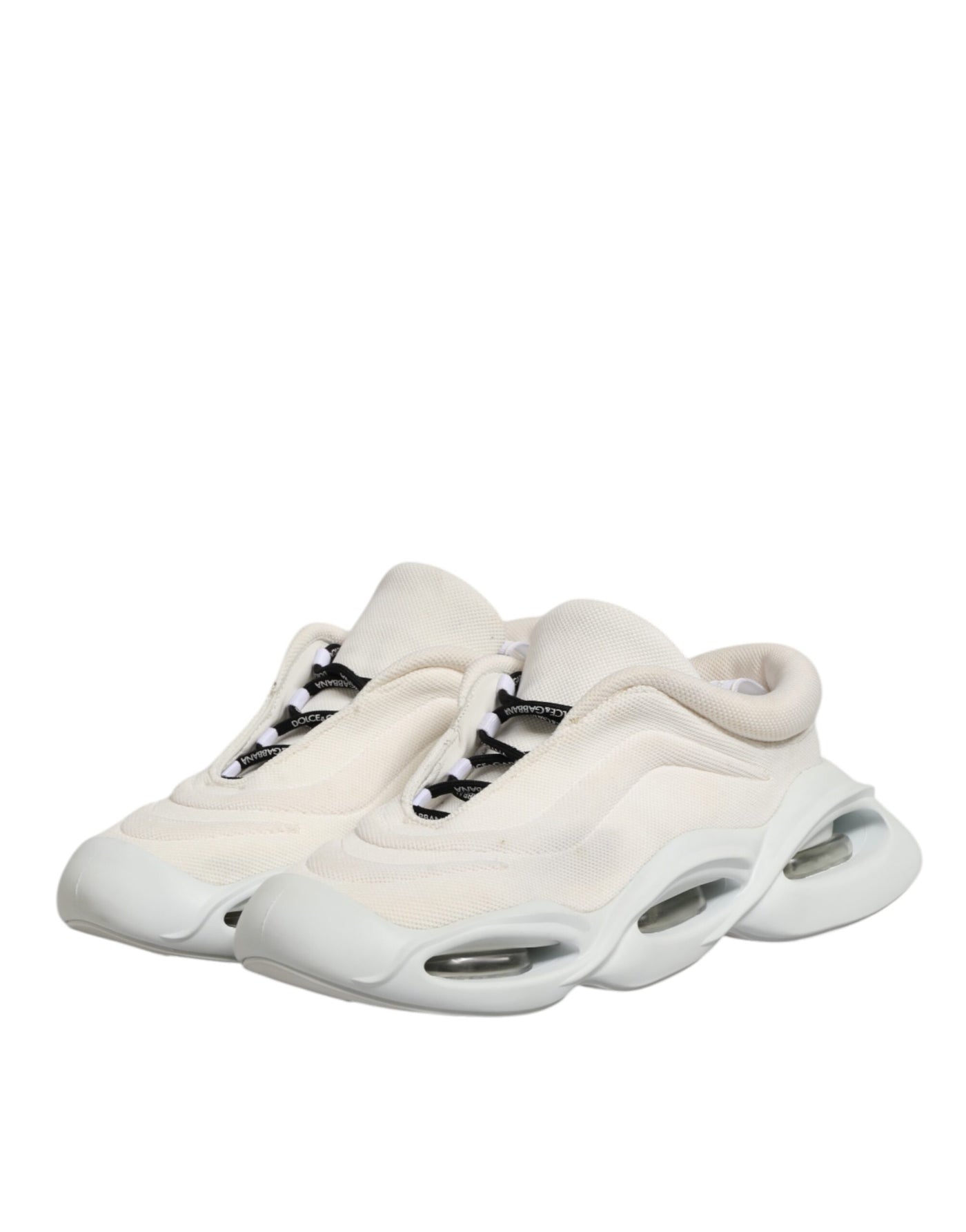 Dolce & Gabbana White Lace Up Wave Low Top Men Sneaker Shoes