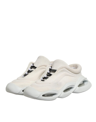 Dolce & Gabbana White Lace Up Wave Low Top Men Sneaker Shoes