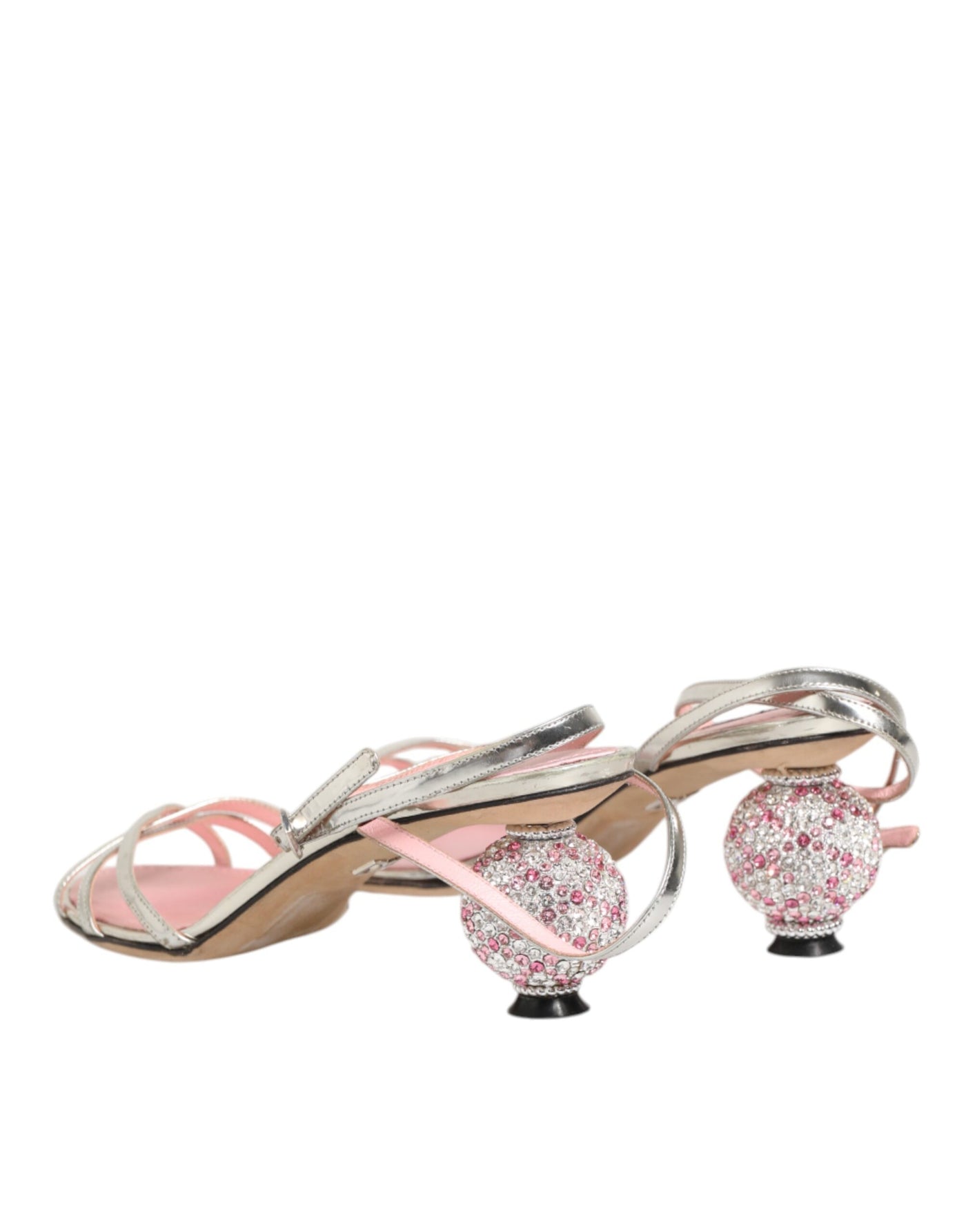 Dolce & Gabbana Pink Embellished Leather Ball-Heel Sandals  Shoes