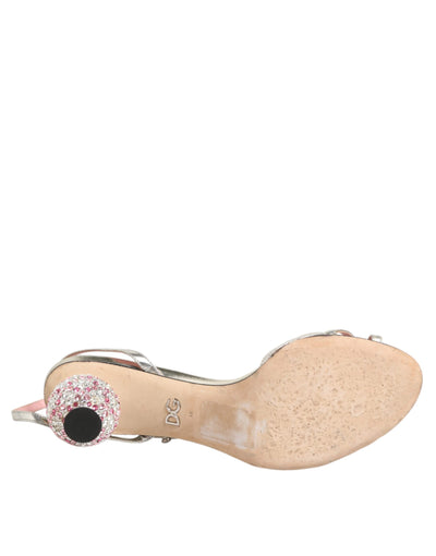 Dolce & Gabbana Pink Embellished Leather Ball-Heel Sandals  Shoes