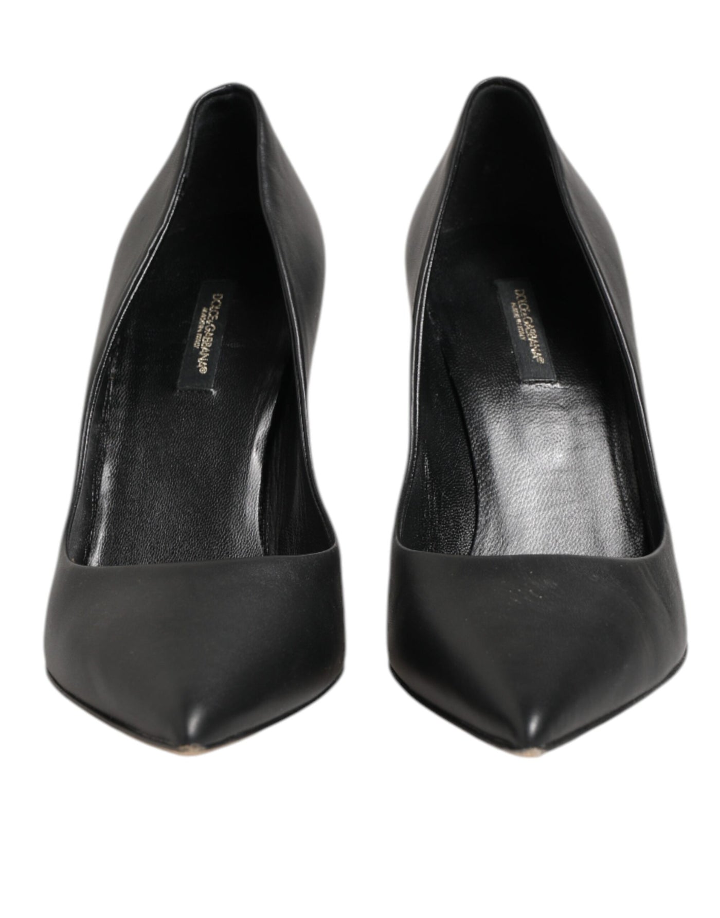 Dolce & Gabbana Black Leather Stiletto High Heels Pumps Shoes
