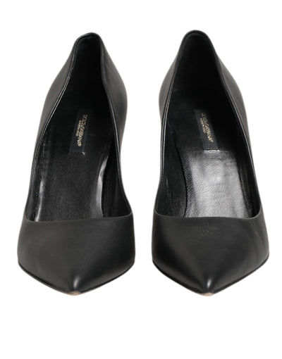 Dolce & Gabbana Black Leather Stiletto High Heels Pumps Shoes