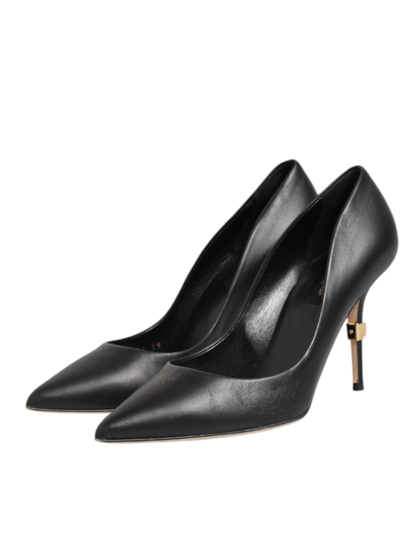 Dolce & Gabbana Black Leather Stiletto High Heels Pumps Shoes