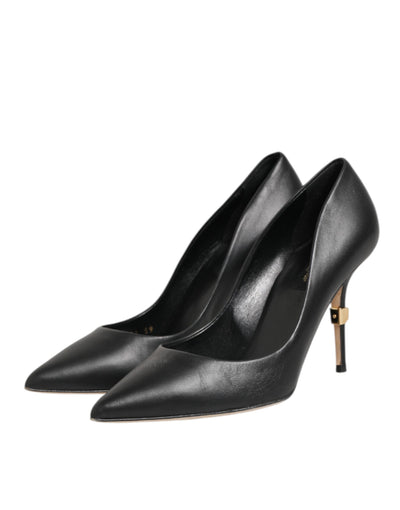 Dolce & Gabbana Black Leather Stiletto High Heels Pumps Shoes