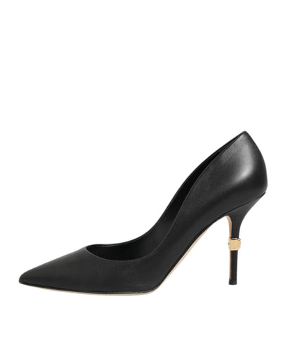 Dolce & Gabbana Black Leather Stiletto High Heels Pumps Shoes