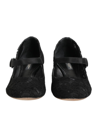 Dolce & Gabbana Black Vally Taormina Floral Lace Pumps Shoes