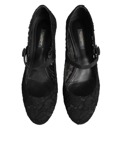 Dolce & Gabbana Black Vally Taormina Floral Lace Pumps Shoes