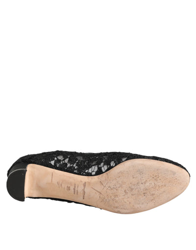 Dolce & Gabbana Black Vally Taormina Floral Lace Pumps Shoes