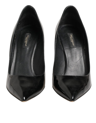 Dolce & Gabbana Black Leather Stiletto High Heels Pumps Shoes