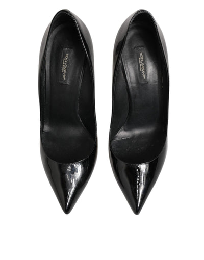Dolce & Gabbana Black Leather Stiletto High Heels Pumps Shoes