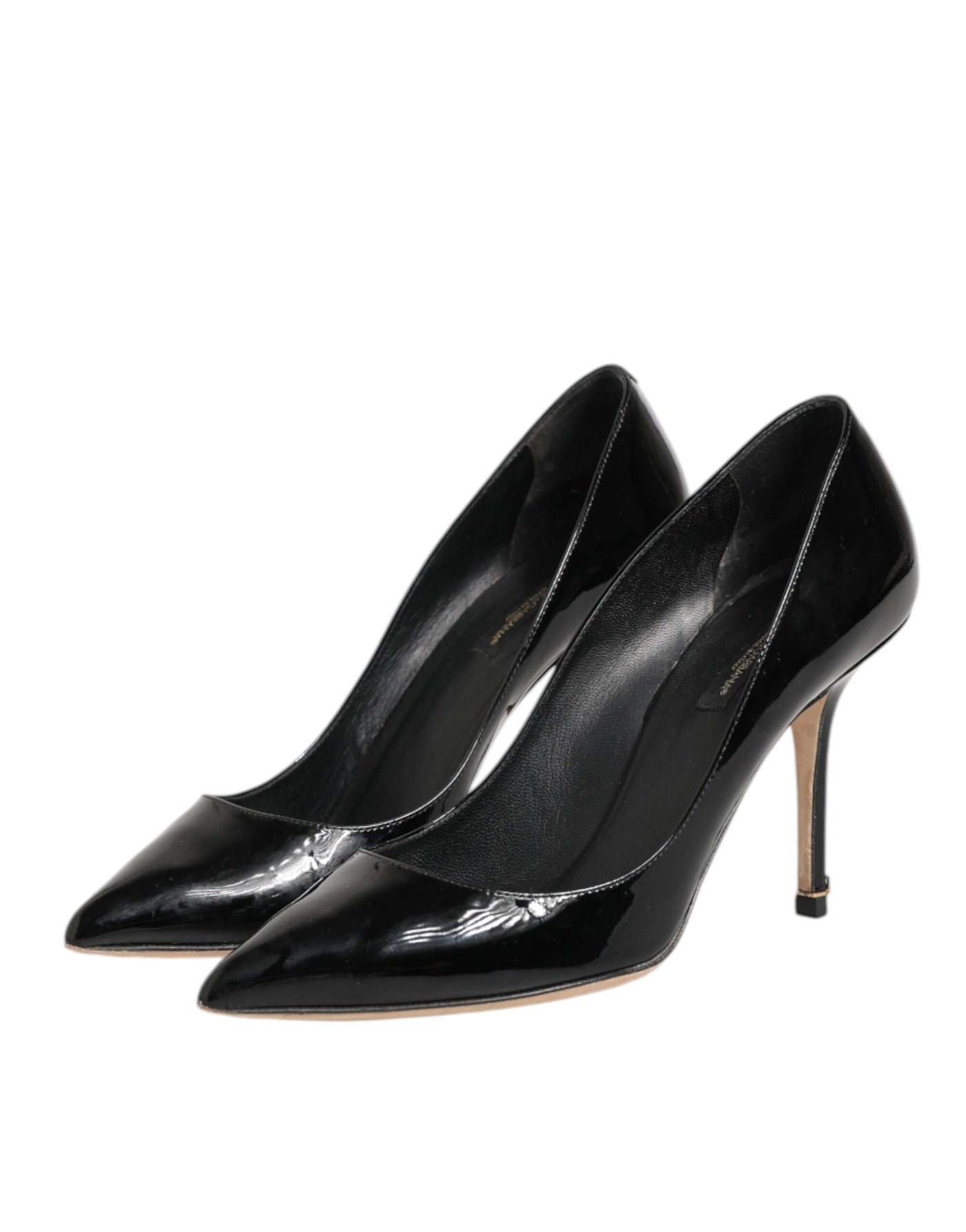 Dolce & Gabbana Black Leather Stiletto High Heels Pumps Shoes