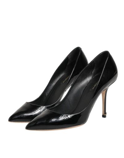Dolce & Gabbana Black Leather Stiletto High Heels Pumps Shoes