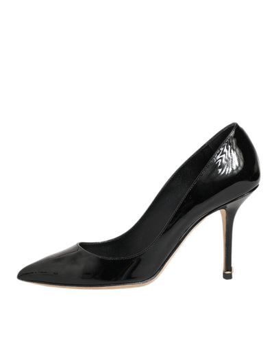 Dolce & Gabbana Black Leather Stiletto High Heels Pumps Shoes