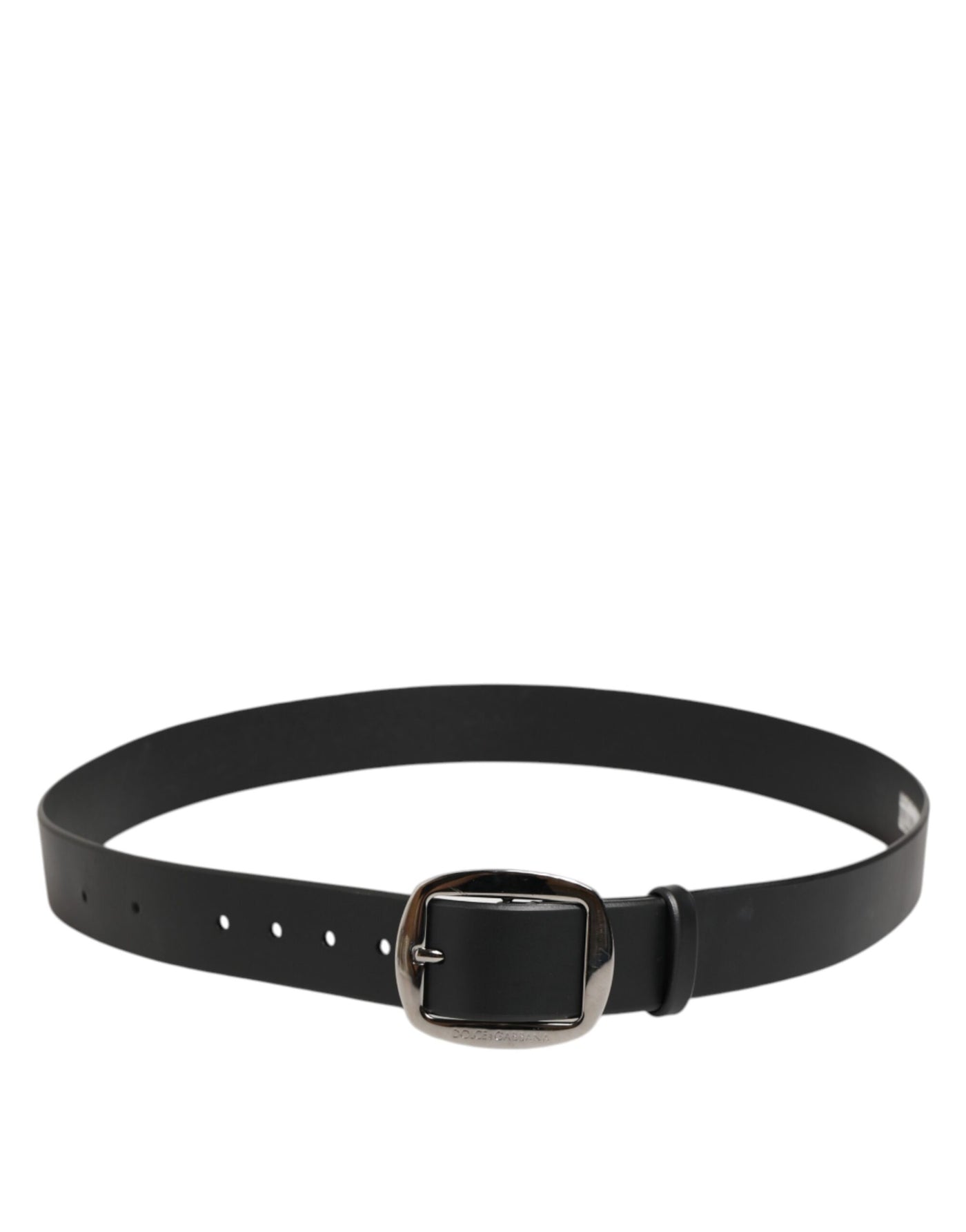 Dolce & Gabbana Black Leather Classic Metal Logo Buckle Belt