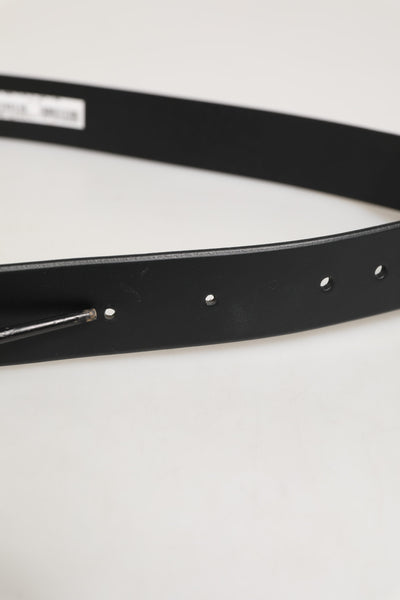 Dolce & Gabbana Black Leather Classic Metal Logo Buckle Belt