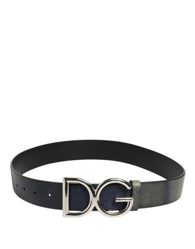 Dolce & Gabbana Black Classic Silver Metal DG Logo Buckle Belt