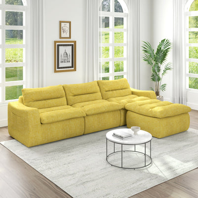 Modern Lazy Style L-Shaped Modular Combined Sofa with Comfortable Beanbag Design - Yellow
